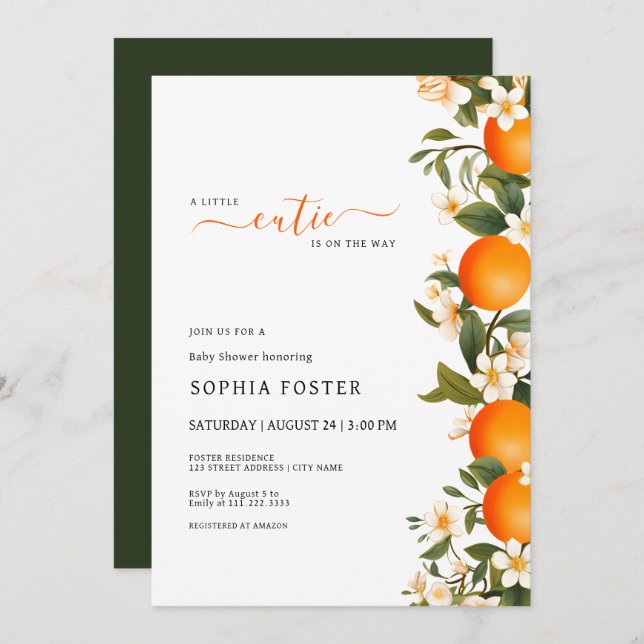 Convite Uma pequena cruz está no caminho do Chá de fraldas (Frente/Verso)