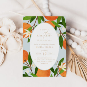 Convite Uma Pequena Cutie   Chá de fraldas Neutro Azul Mod