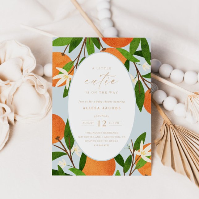 Convite Uma Pequena Cutie | Chá de fraldas Neutro Azul Mod (Criador carregado)