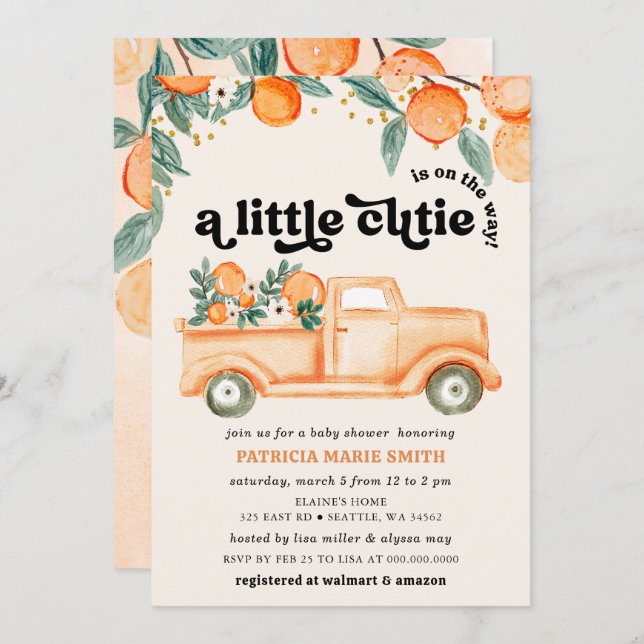 Convite Uma Pequena Cutie Está No Caminho Do Chá de fralda (Frente/Verso)