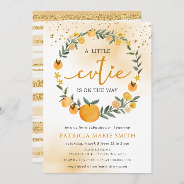 Convite Uma Pequena Cutie Está No Caminho Do Chá de fralda (Frente/Verso)