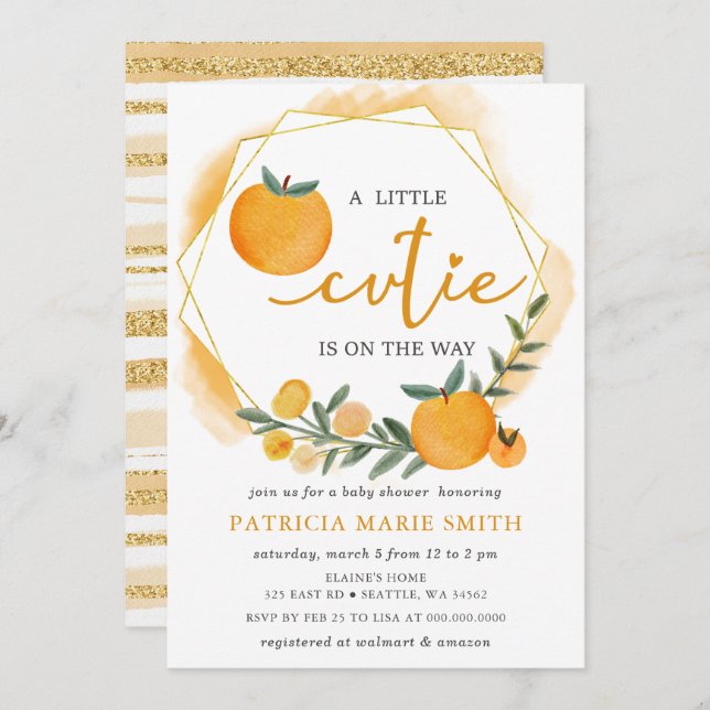 Convite Uma Pequena Cutie Está No Caminho Do Chá de fralda (Frente/Verso)