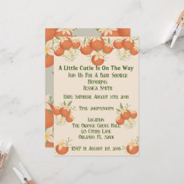 Convite Uma Pequena Cutie está no caminho - Laranja Flor-P