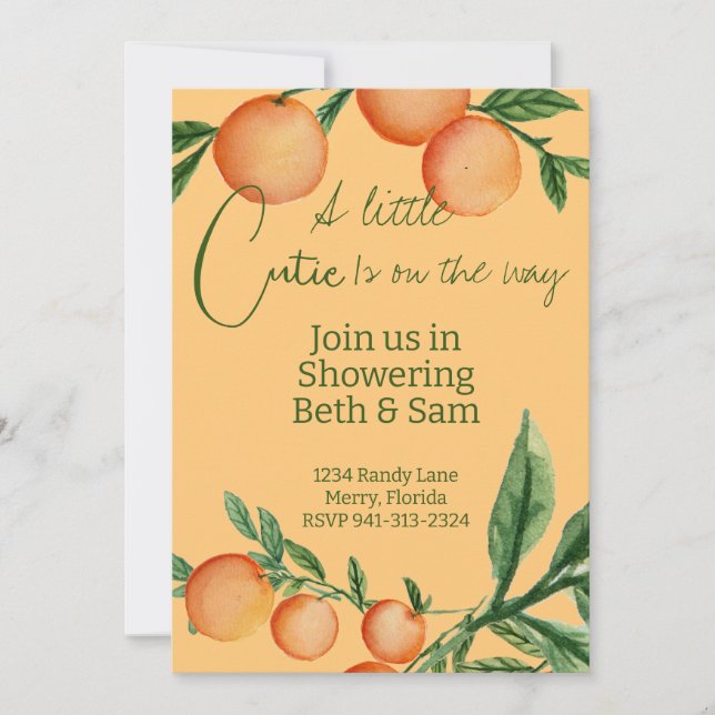 Convite Uma pequena Cutie está no caminho para o Chá de fr (Frente)