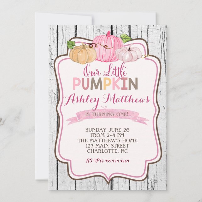 Convite Uma pequena Festa de aniversário de abóbora (Frente)