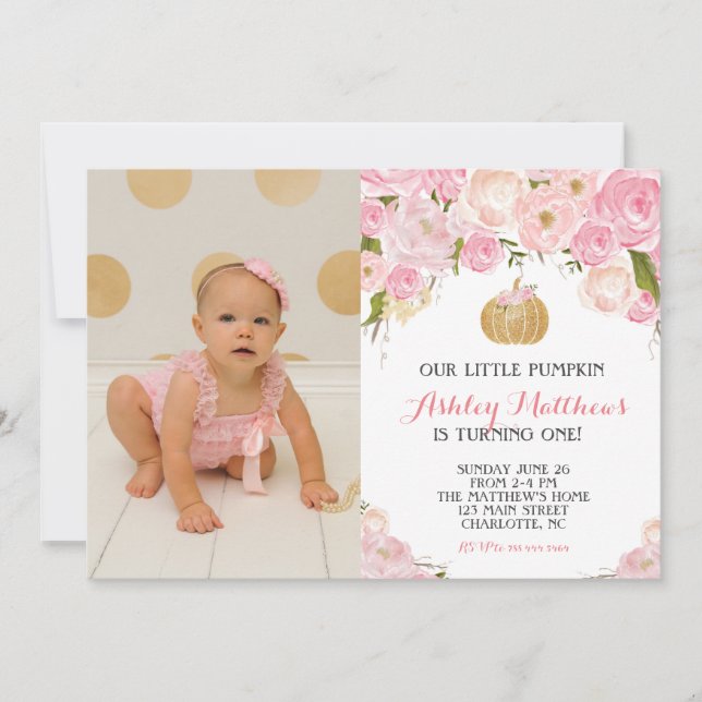 Convite Uma pequena Festa de aniversário de ouro com brilh (Frente)