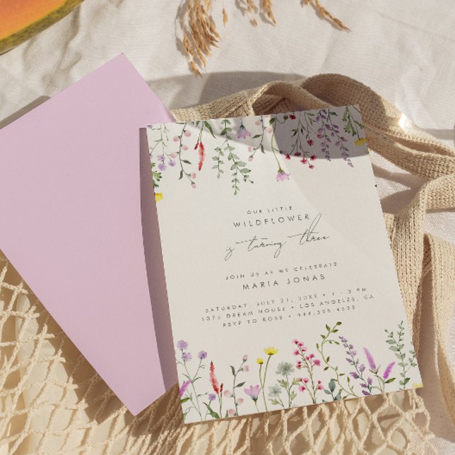 Convite Uma Pequena Festa de aniversário Floral De Girasso (Criador carregado)