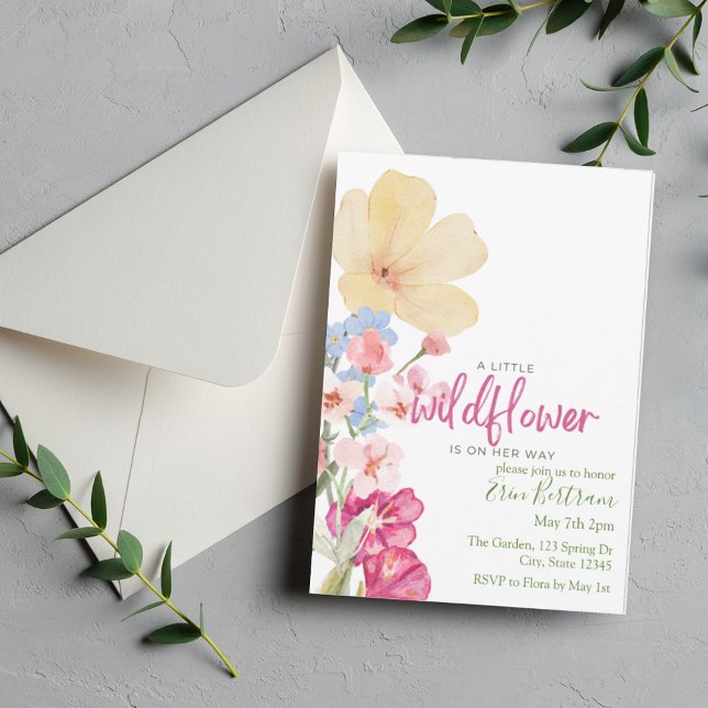 Convite Uma Pequena Flor Silvestre, Chás de Bebê Florais (Criador carregado)