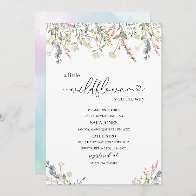 Convite Uma pequena flor silvestre está a caminho da aquar (Frente/Verso)