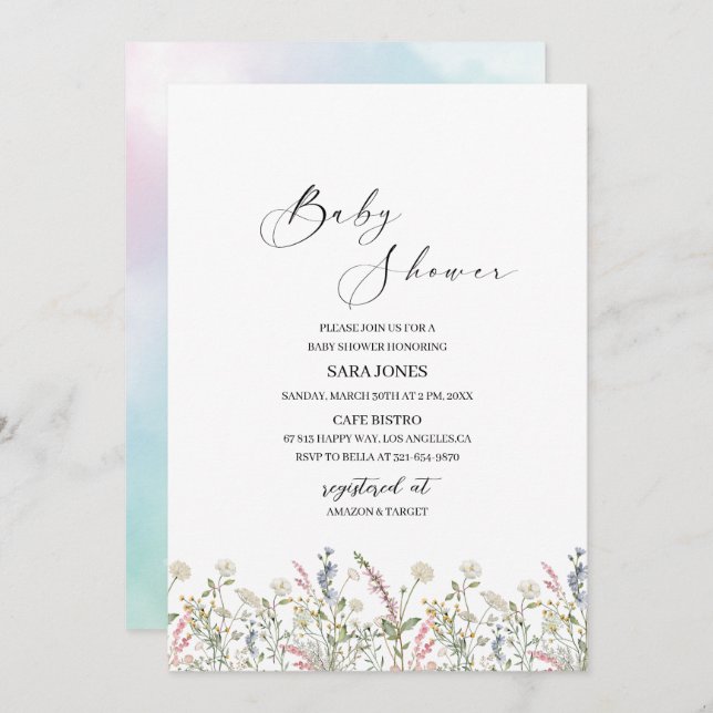 Convite Uma pequena flor silvestre está a caminho da aquar (Frente/Verso)