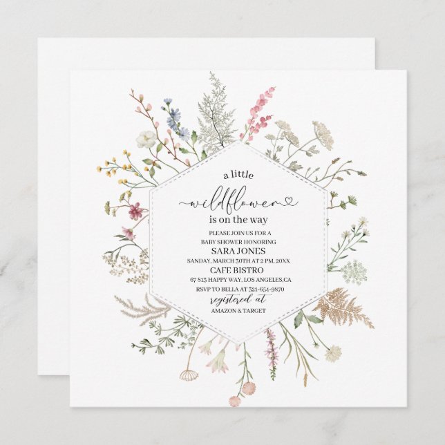 Convite Uma pequena flor silvestre está a caminho da aquar (Frente/Verso)