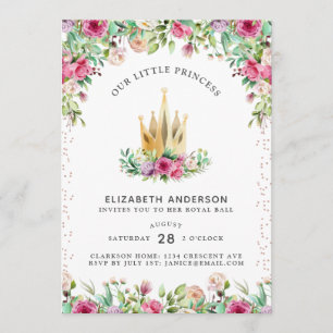 Convite Uma pequena princesa Floral Birthday Card