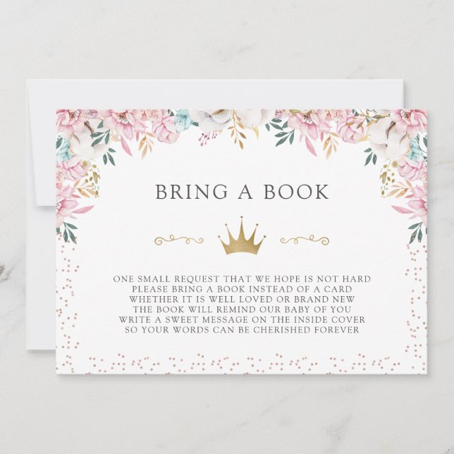Convite Uma pequena princesa traga um livro (Frente)