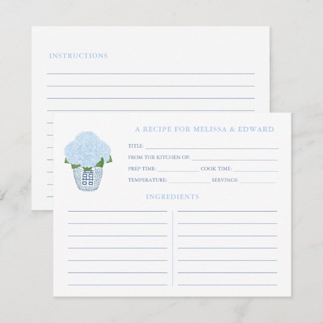 Convite Uma placa de recebimento de Chá de panela Blue Kit (Frente/Verso)