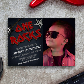 Convite Uma rocha com imagem - primeiro aniversario