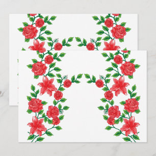Convite Uma rosa vermelha com pétalas detalhadas, represen
