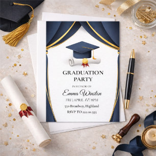 Convite Uma simples cerimônia de formatura com quatro foto