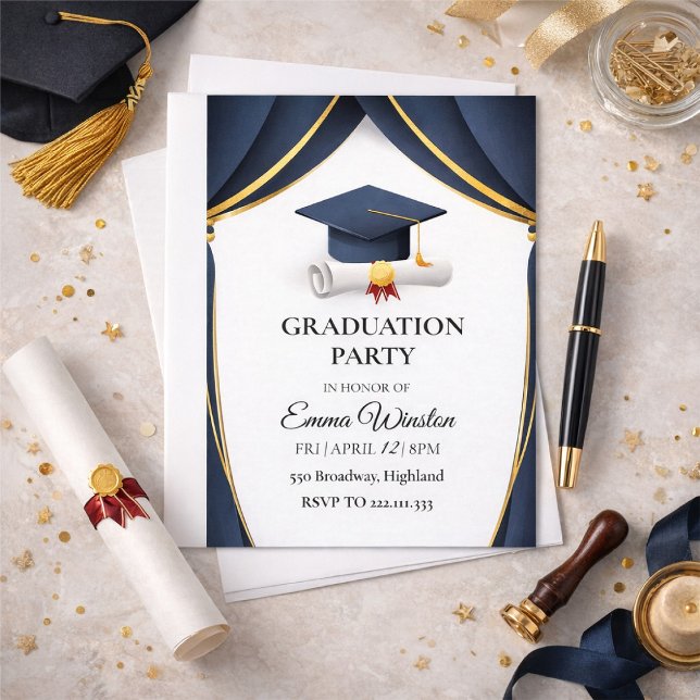 Convite Uma simples cerimônia de formatura com quatro foto (Criador carregado)