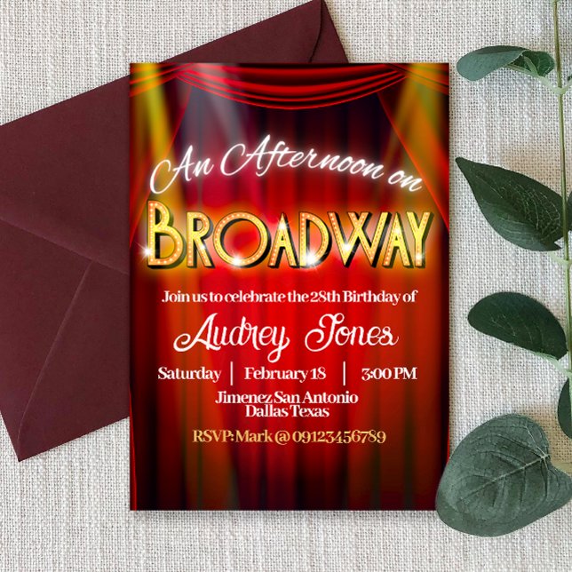 Convite Uma Tarde em Broadway (An Afternoon on Broadway Invitation)