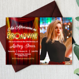Convite Uma Tarde em Broadway Aniversário com Foto