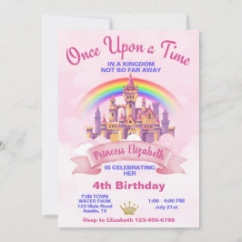 Convite Uma Vez Em Um Aniversário Do Time Princess Castle