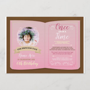 Convite Uma Vez Em Um Livro De História Rosa De Aniversári