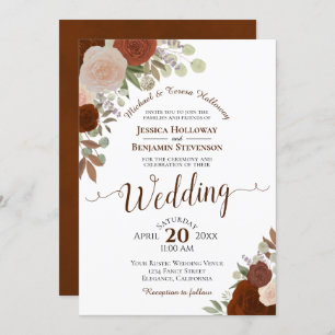 Convite Umem Queimada Ferrugem Laranja Rosas de Aquarela C