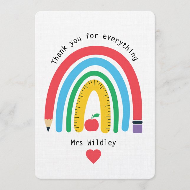 Convite Un enseignant qui vous remercie pour tout (Frente)