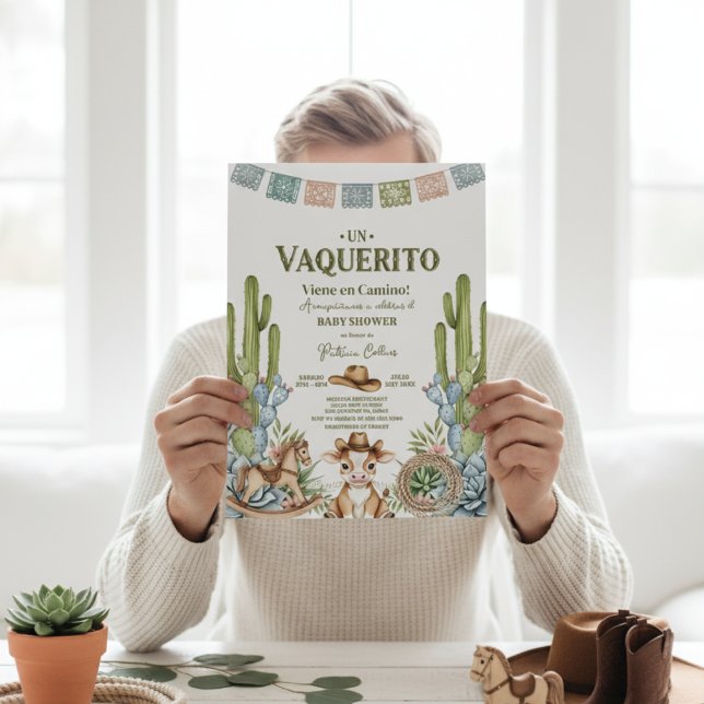 Convite un vaquerito viene en camino rodeo baby shower (Criador carregado)