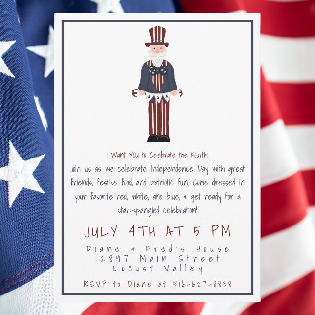 Convite Uncle Sam Fourth of July Party | Patriotic  (Criador carregado)