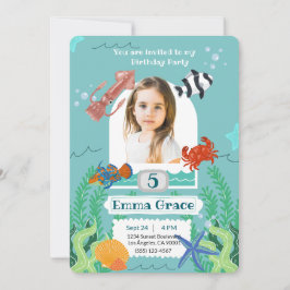 Convite Under the Sea 5th Birthday Invitation with Photo
