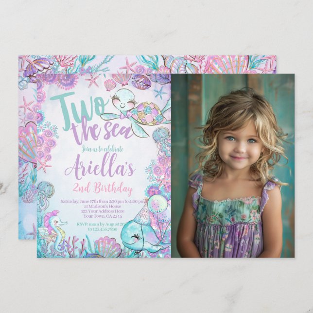 Convite Under the Sea Animals Birthday Invitation (Frente/Verso)