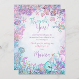 Convite Under the Sea Animals Thank You Cards