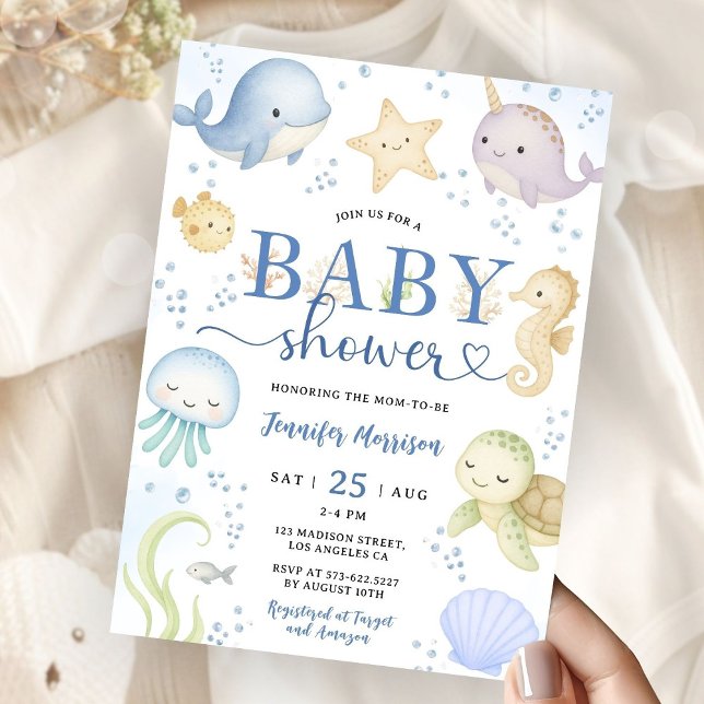 Convite Under The Sea Baby Shower Boy Ocean (Criador carregado)