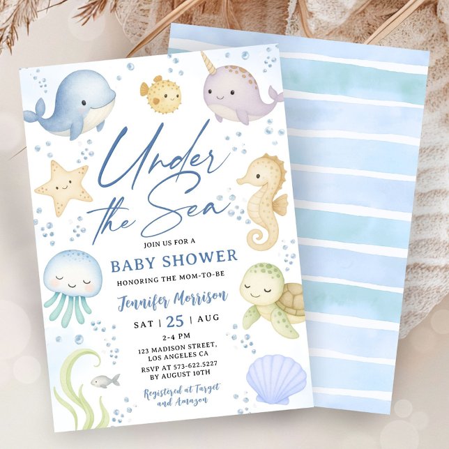 Convite Under The Sea Baby Shower Cute Ocean (Criador carregado)