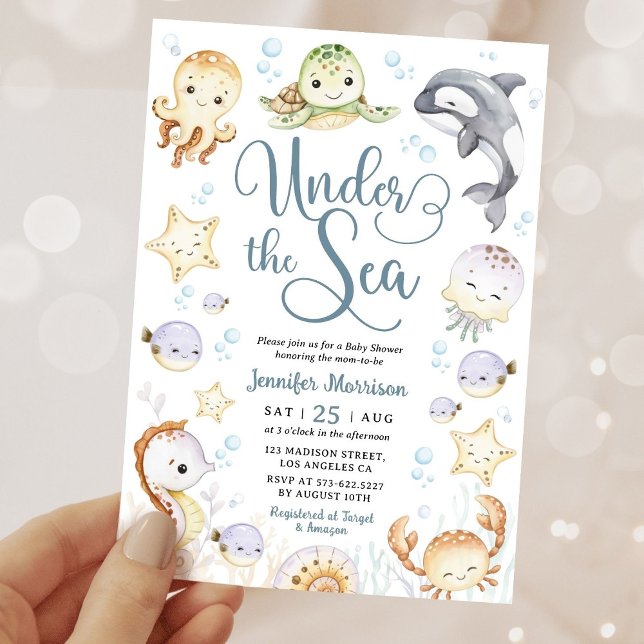 Convite Under The Sea Baby Shower Ocean Gender Neutral (Criador carregado)