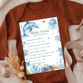 Convite Under the sea Baby trivia Baby shower game Card