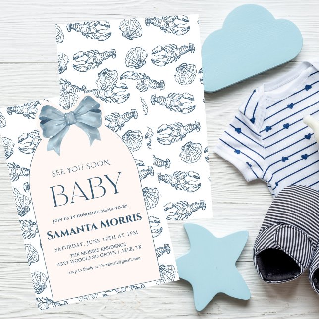 Convite  Under the Sea Beach Theme with Shell Design Baby  (Criador carregado)