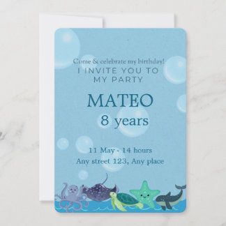 Convite Under the Sea Birthday for Kids