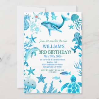 Convite Under the Sea birthday invitation, ocean boy 