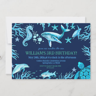 Convite Under the Sea birthday invitation, ocean boy 