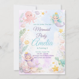 Convite Under The Sea Mermaid Birthday Invitation