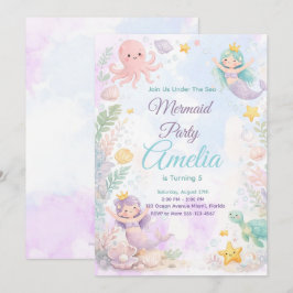 Convite Under The Sea Mermaid Birthday Invitation