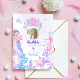 Convite Under the sea Mermaid Birthday Invitation card
