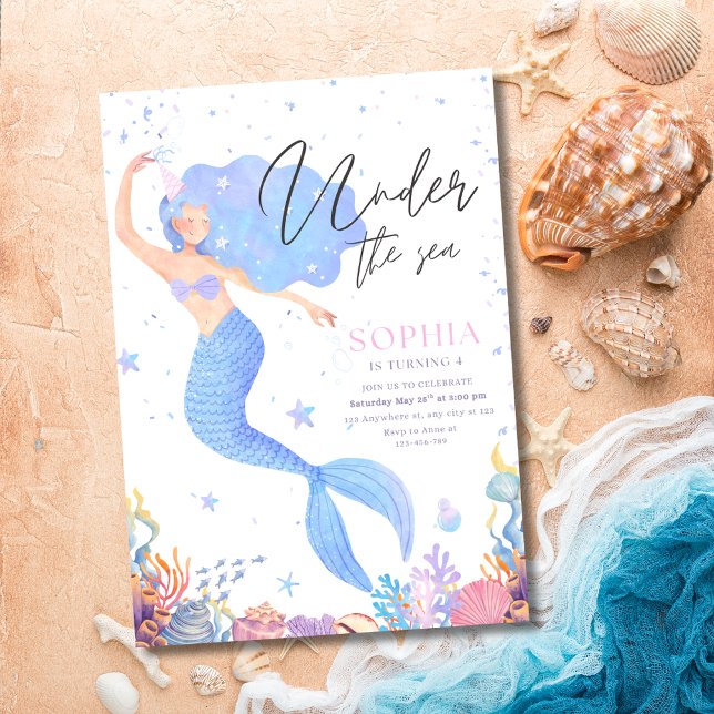 Convite Under the Sea Mermaid Birthday Invite, Ocean Girls (Criador carregado)