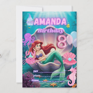 Convite Under the sea Mermaid Invitation