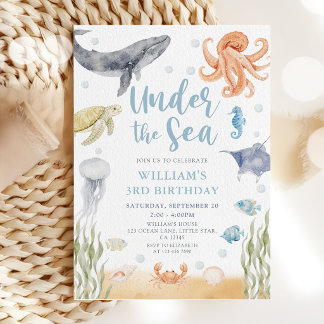 Convite Under The Sea Ocean Animal Birthday
