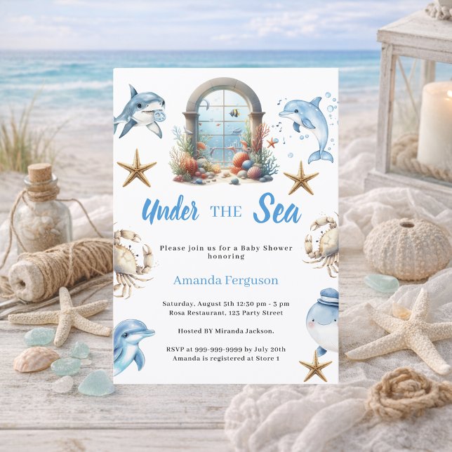 Convite Under the sea ocean animals boy Baby Shower (Criador carregado)