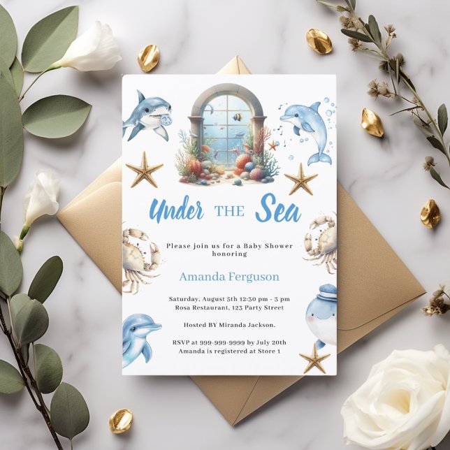 Convite Under the sea ocean animals boy Baby Shower (Criador carregado)