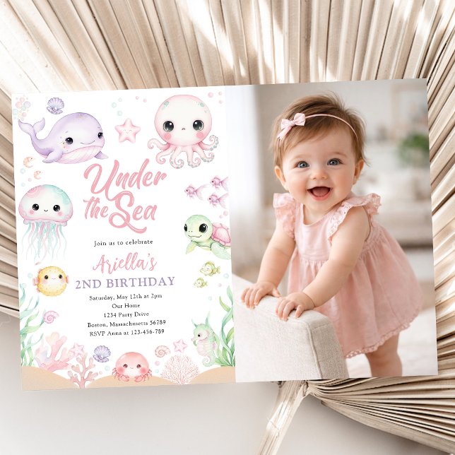 Convite Under the Sea Ocean Animals Photo (Criador carregado)